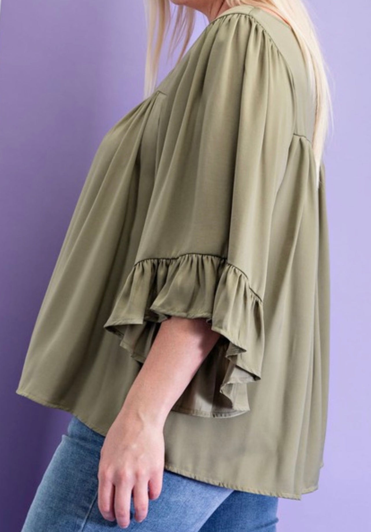 Square Neck Ruffle sleeve top