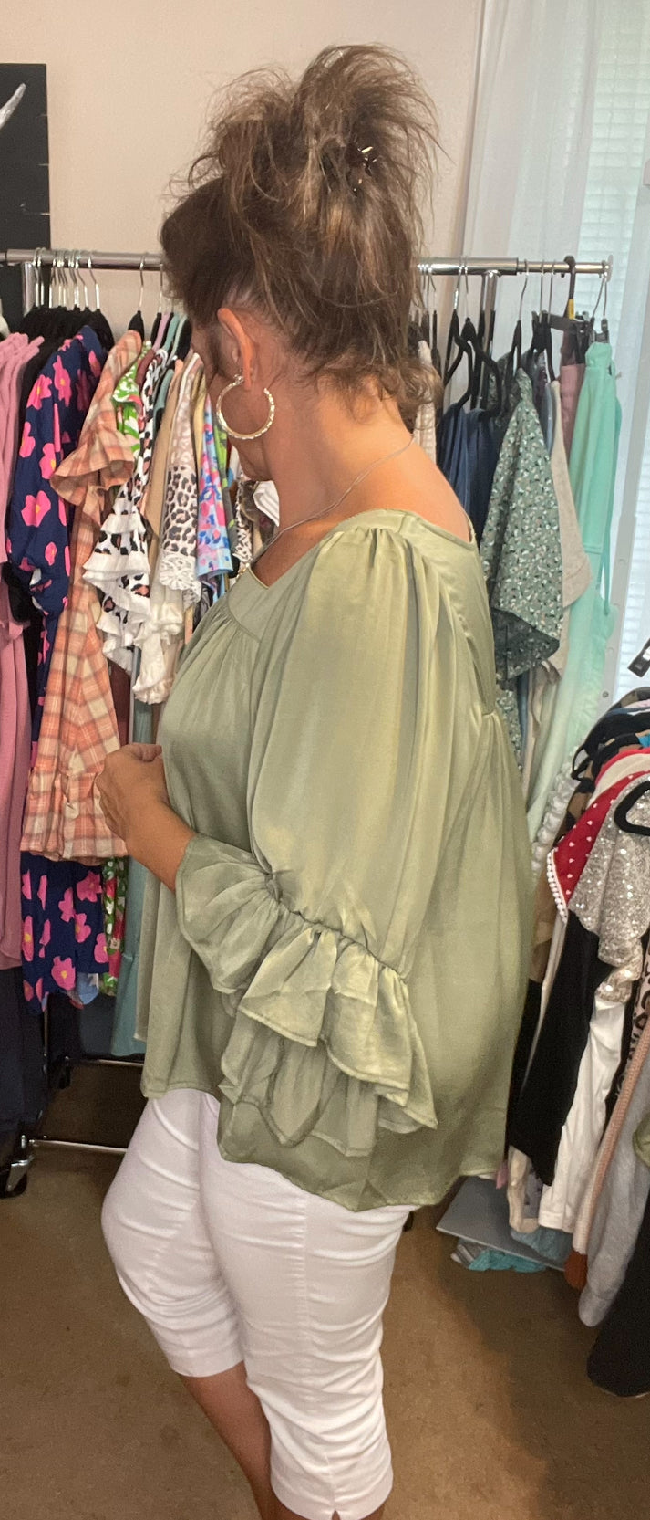 Square Neck Ruffle sleeve top