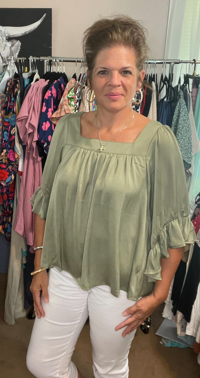 Square Neck Ruffle sleeve top