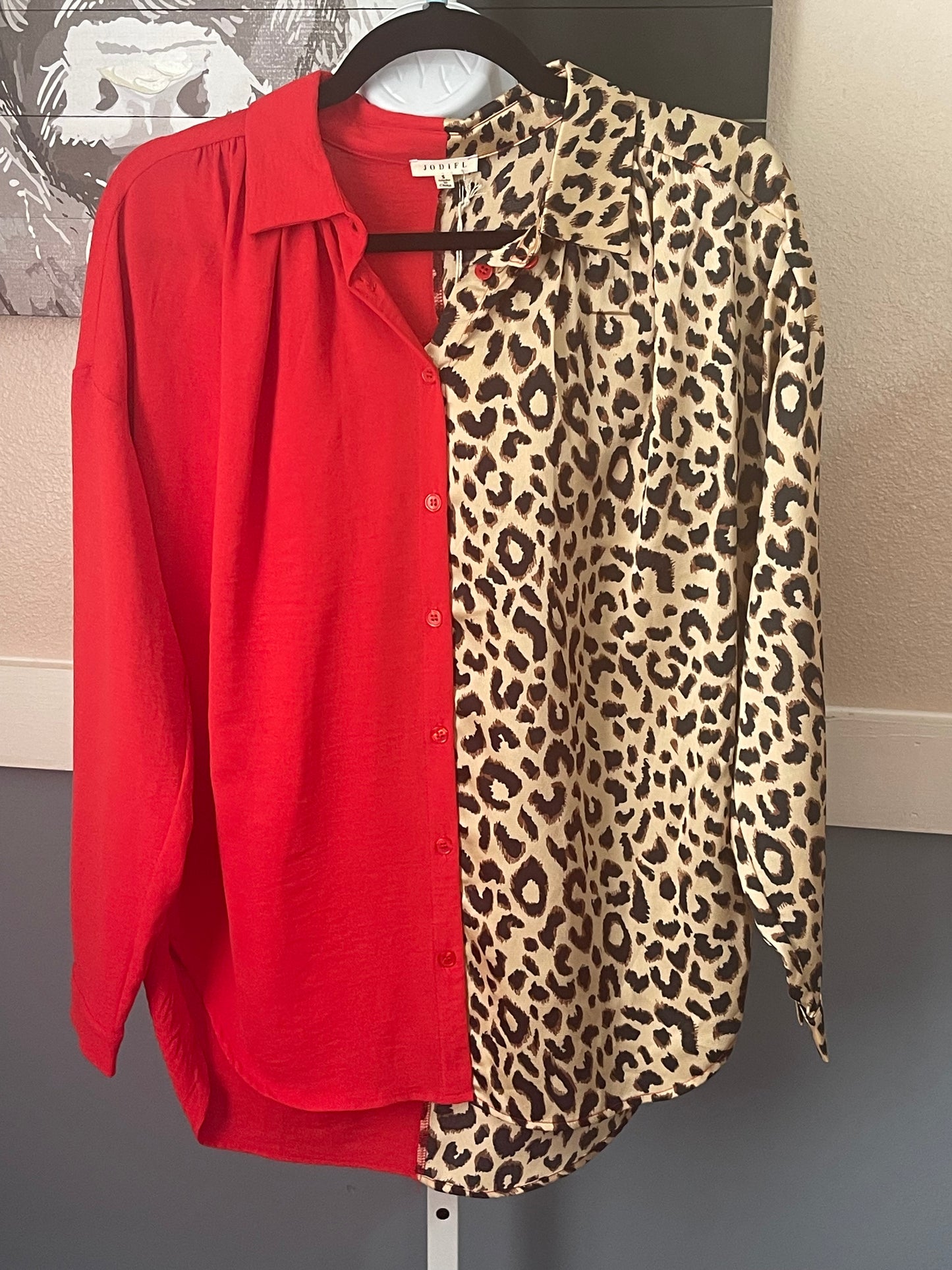 Red Leopard Top