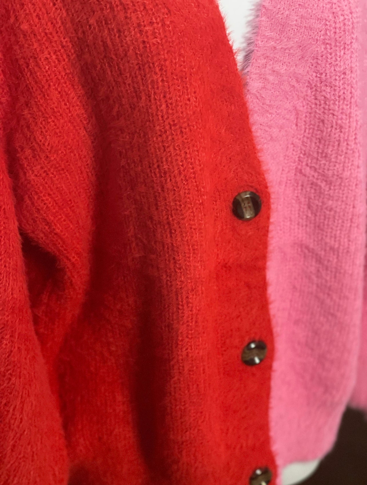 Red & Candy pink Sweater Cardigan