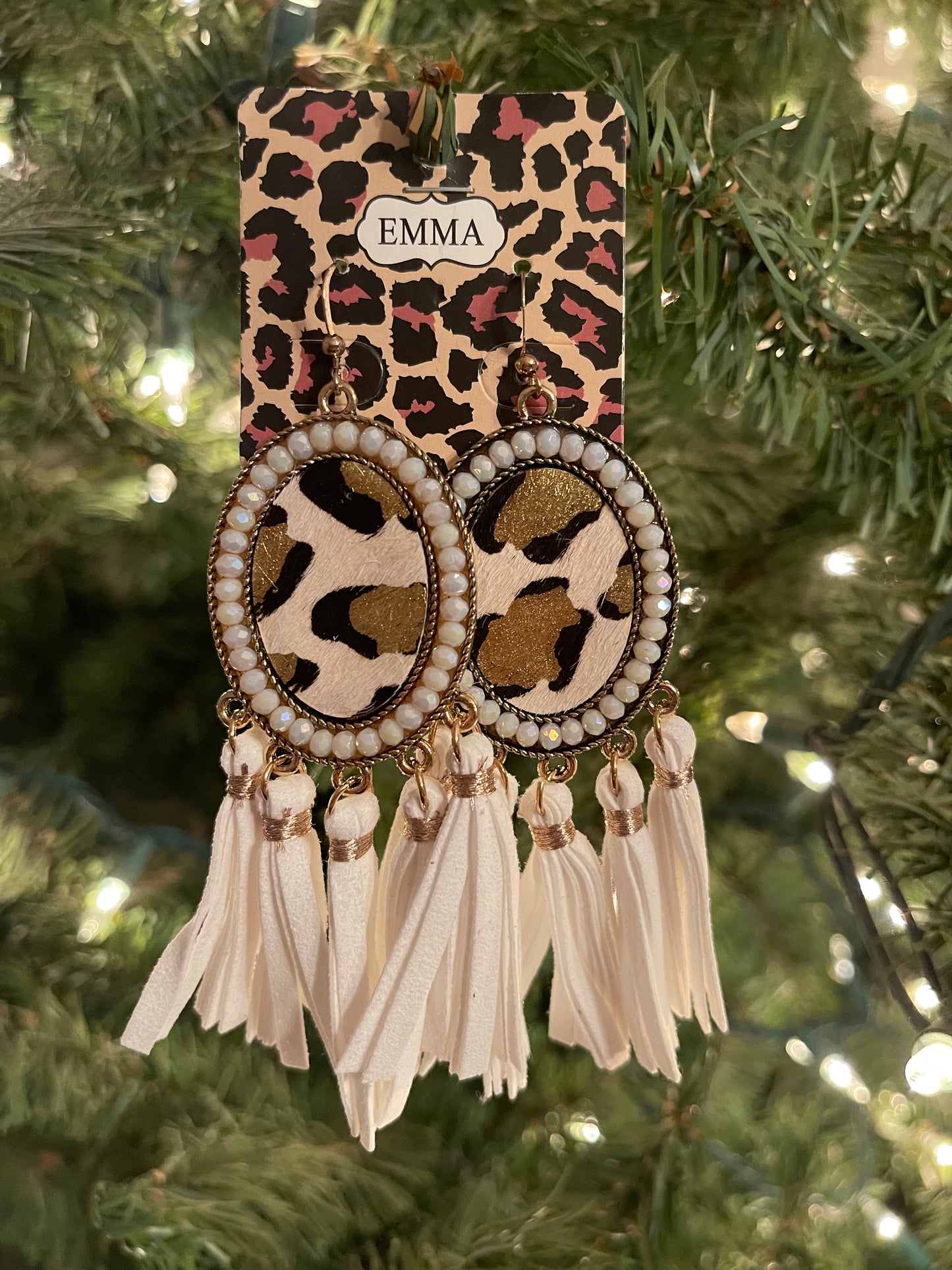 Animal Hide Tassel Earrings