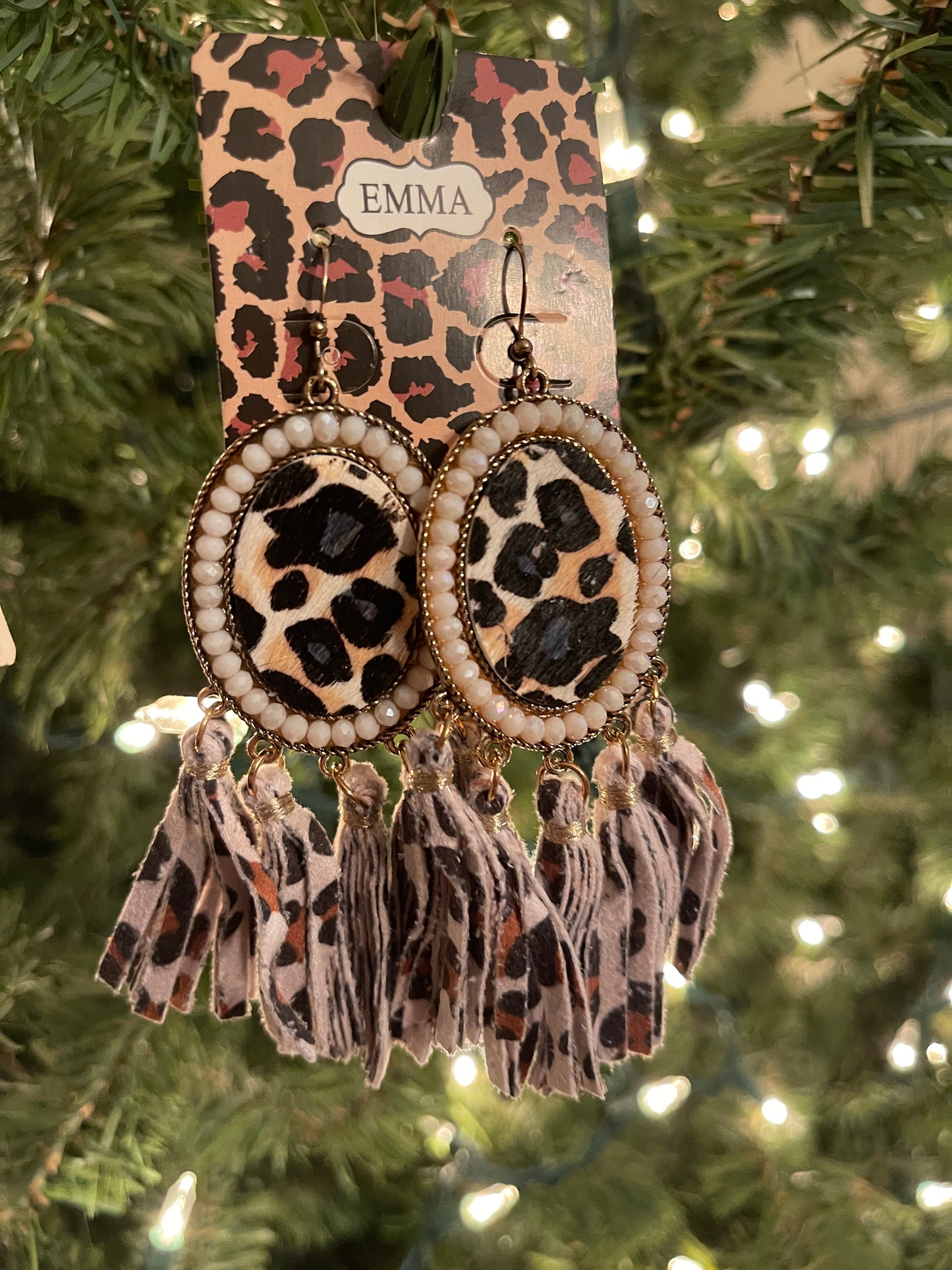 Animal Hide Tassel Earrings