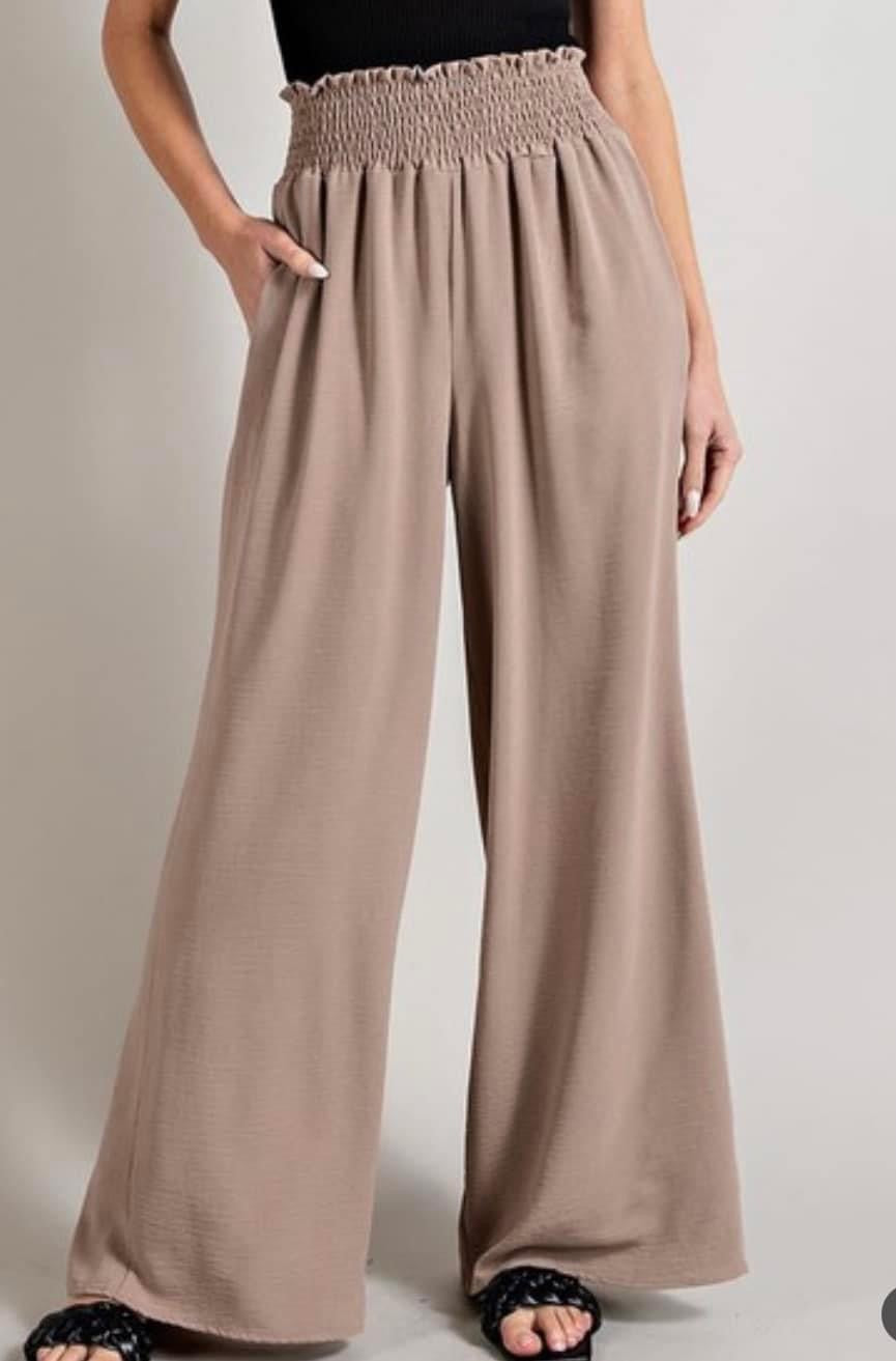 Smocked wide leg pants