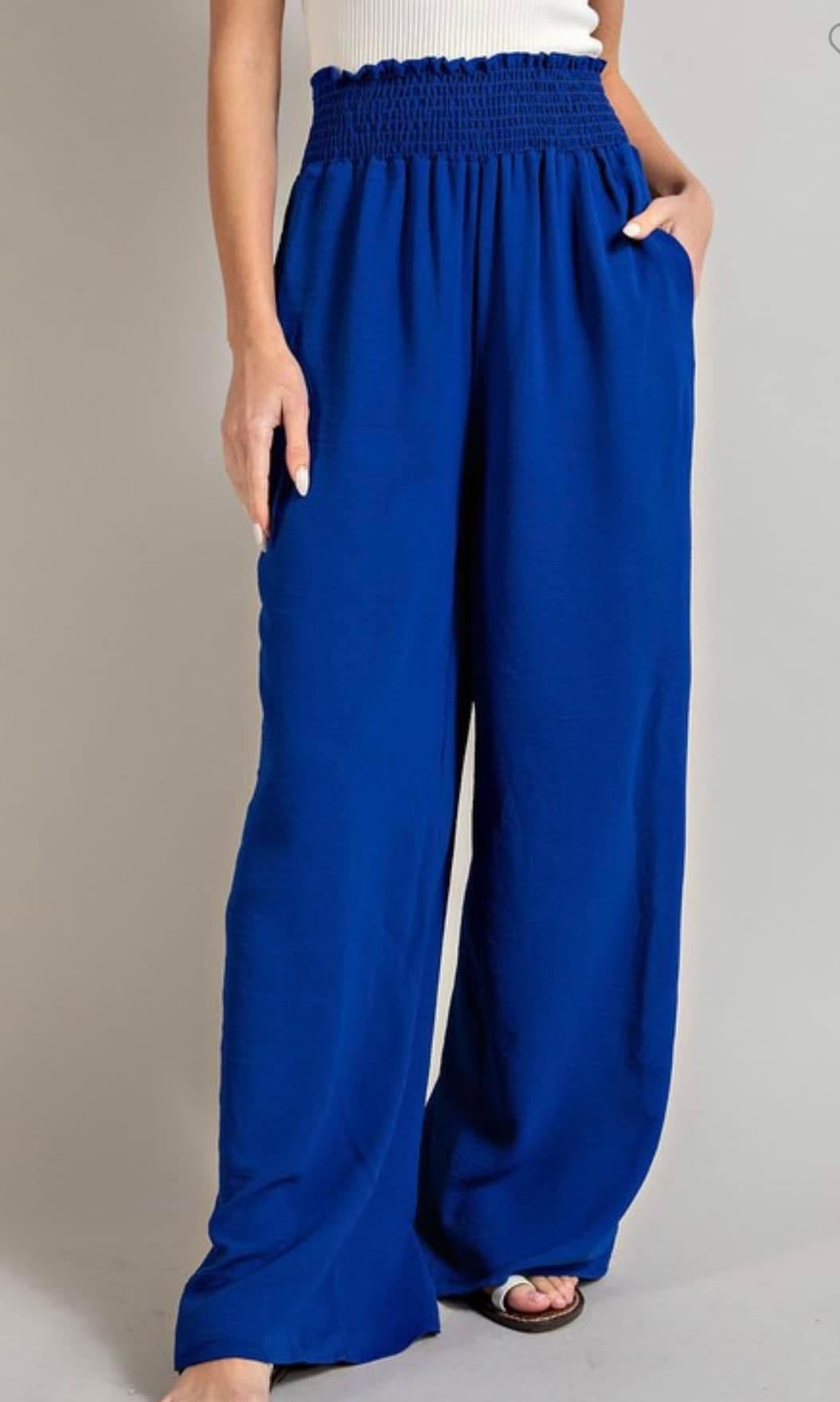 Smocked wide leg pants