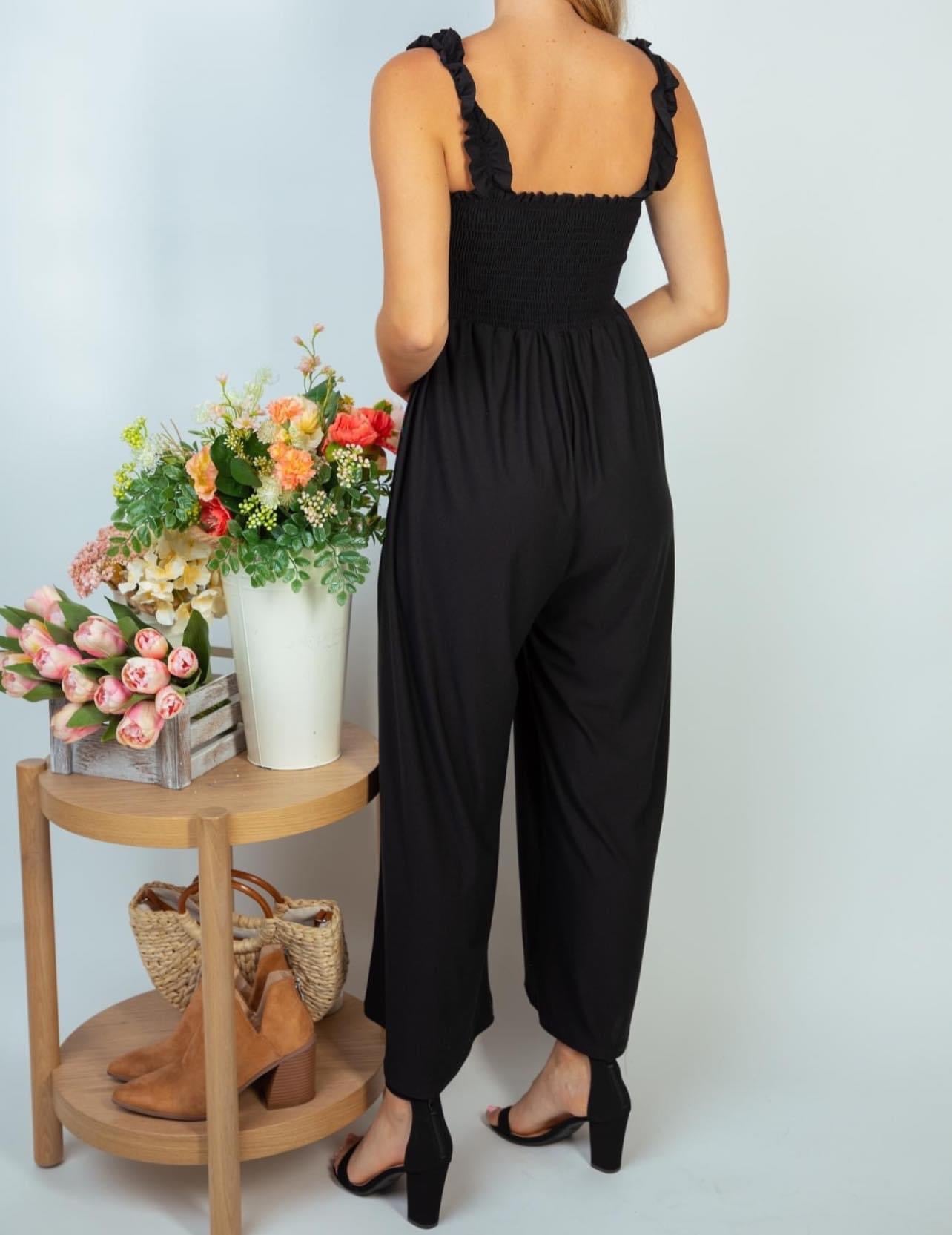 Square neck Knit jumpsuit