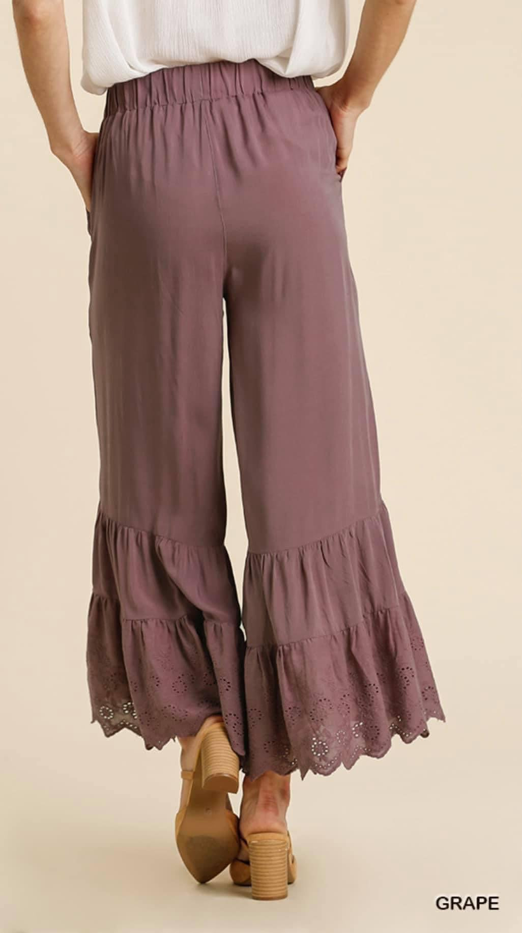 Eyelet Ruffle Pants