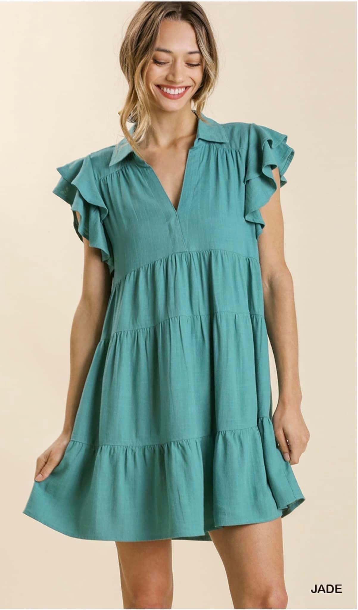 Ruffle Sleeve Tier Dress