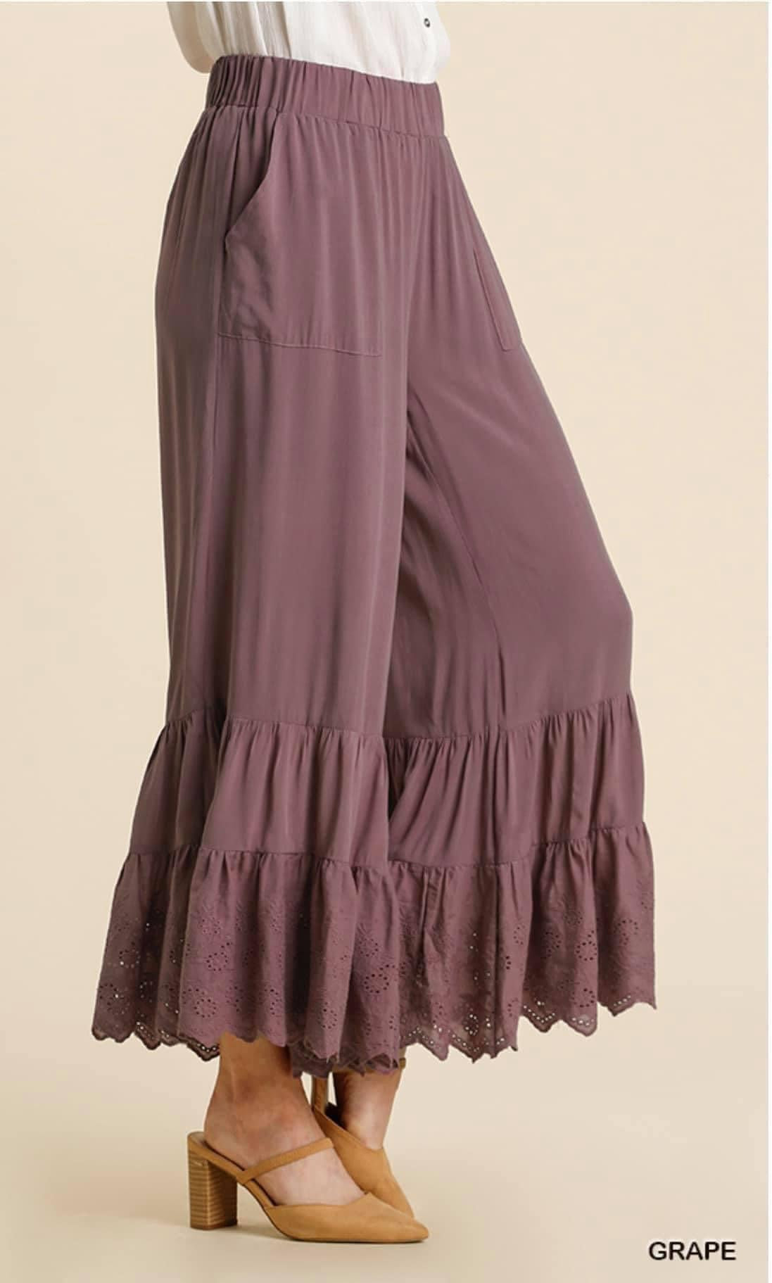 Eyelet Ruffle Pants