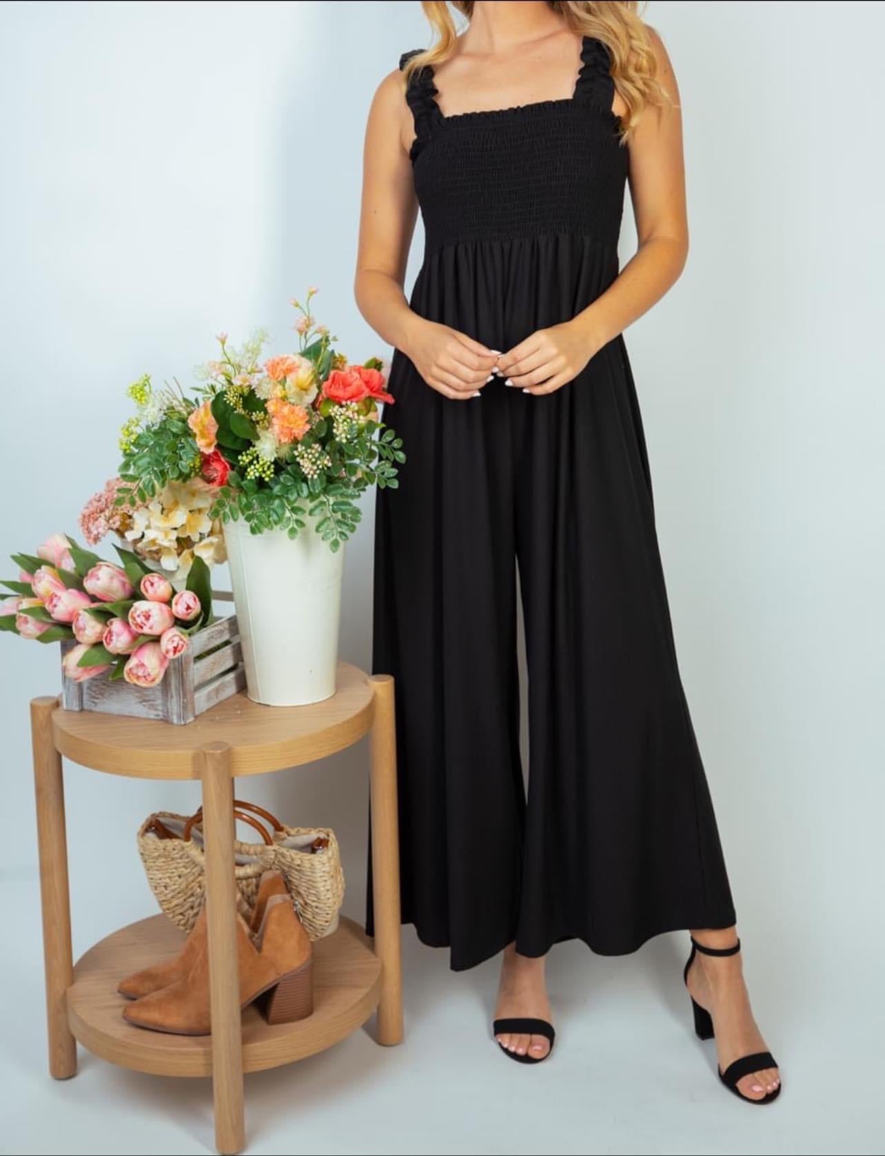 Square neck Knit jumpsuit