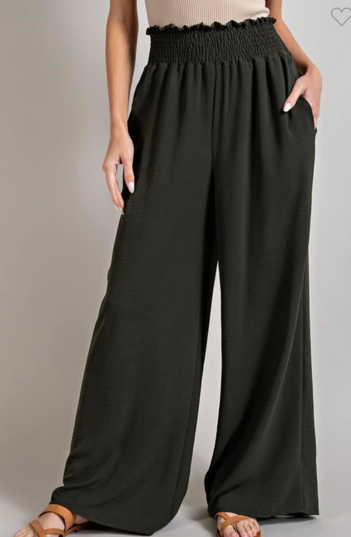 Smocked wide leg pants