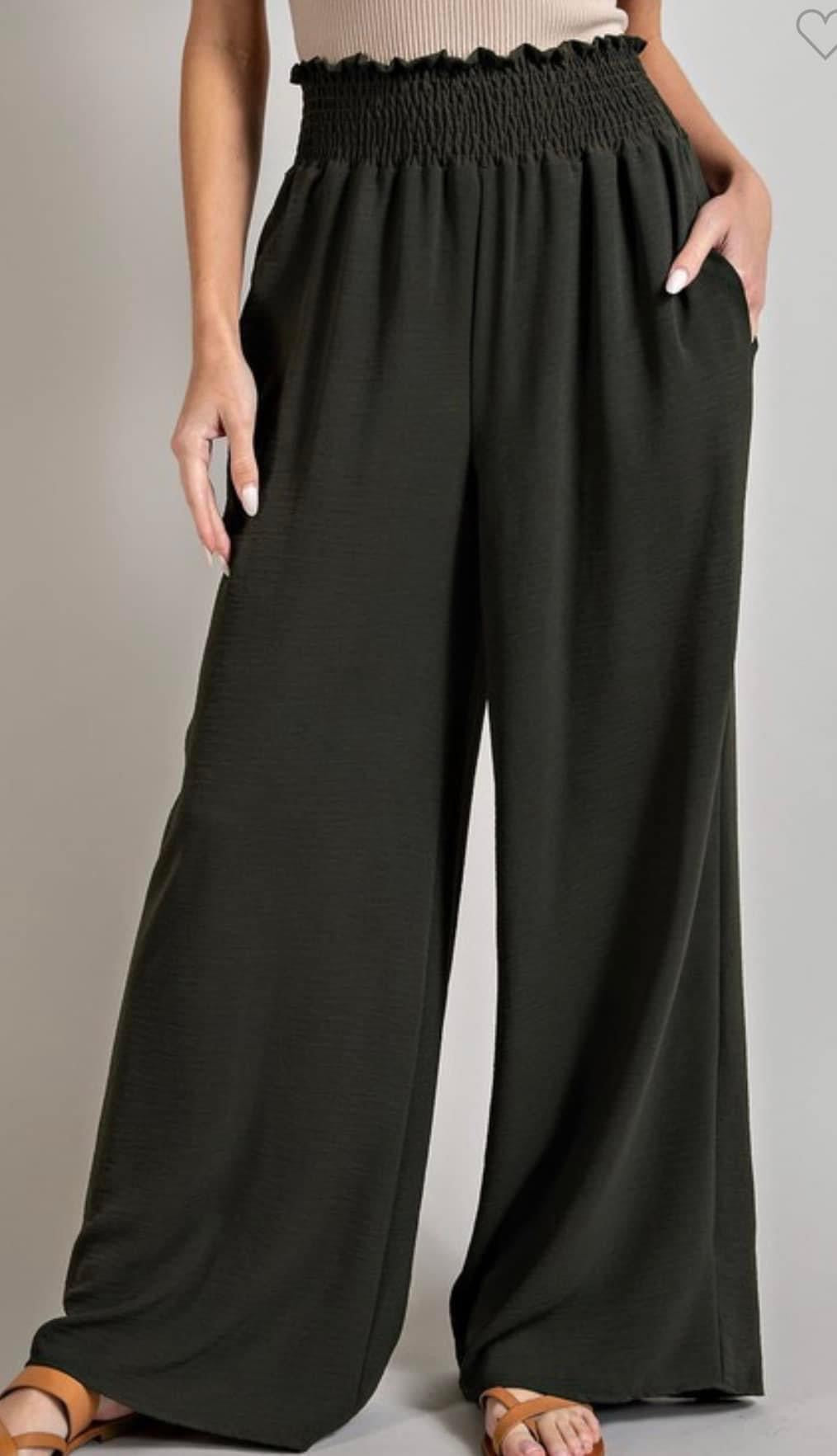 Smocked wide leg pants