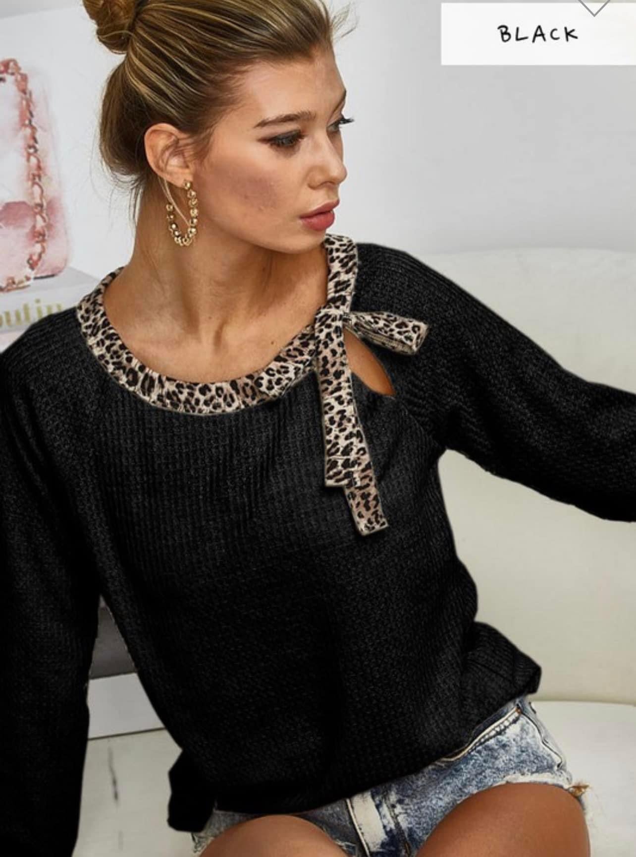 Leopard Trim waffle top