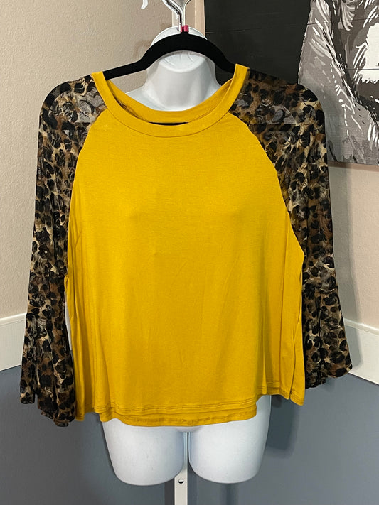 Sheer Leopard Sleeve top