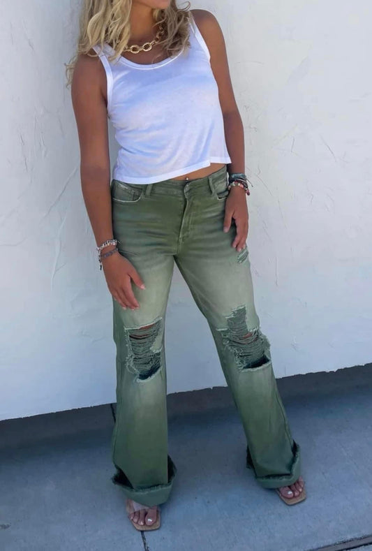 Olive Boyfriend Jeans