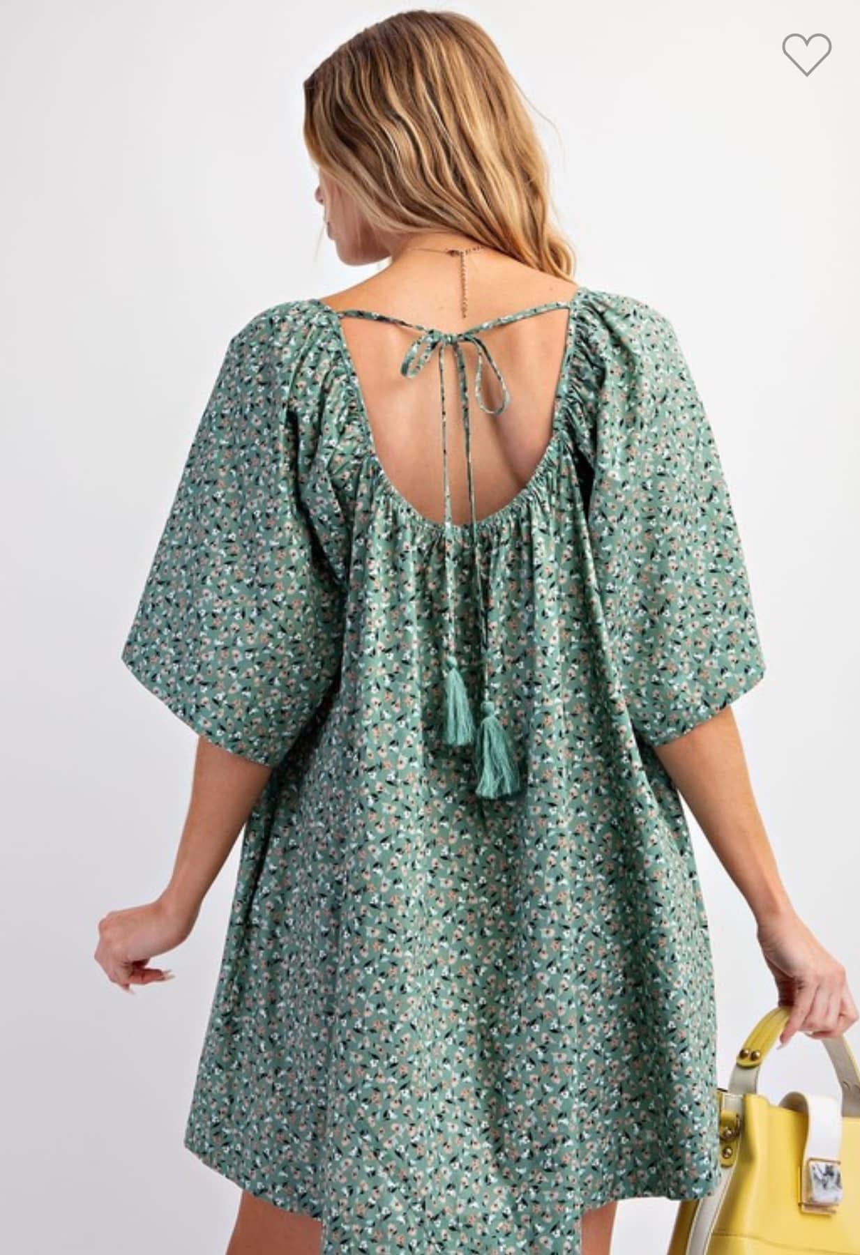 Sage Floral Midi Dress