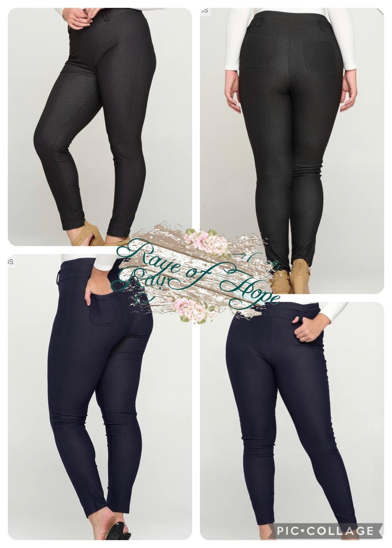 FLOSO®Ladies/Womens Jeggings with rear pocket (Jean Look Leggings) Black  size 12