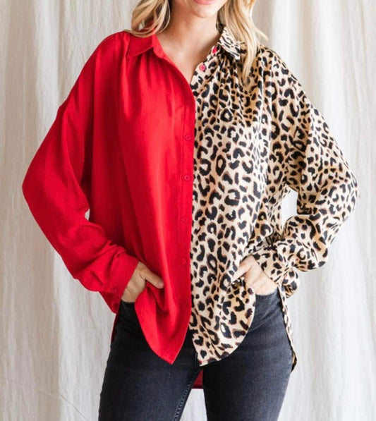 Red Leopard Top