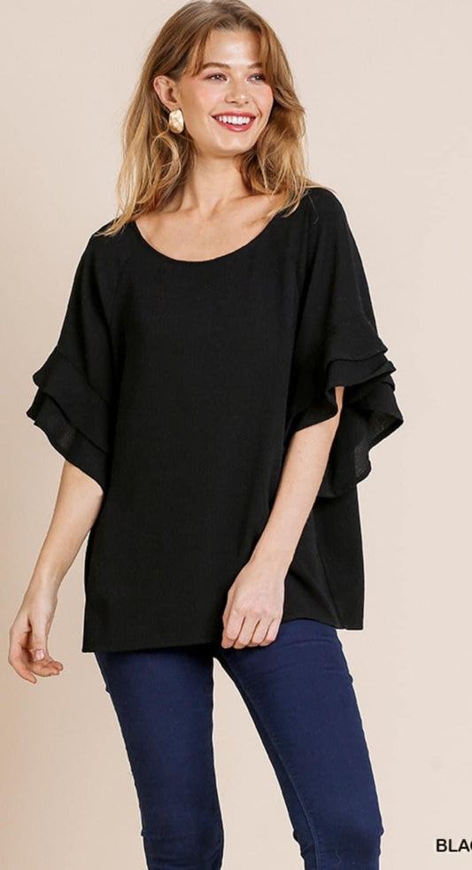 Layered Ruffle Sleeve Top