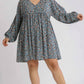 Teal Puff Sleeve Babydoll Dress